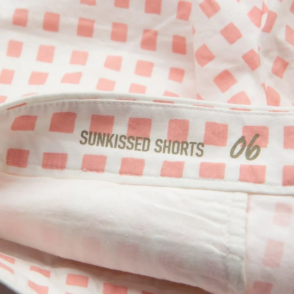 Gap Shorts Sunkissed 100% Cotton Gradiant Grid Print Pink White Size 6 New - Picture 3 of 8